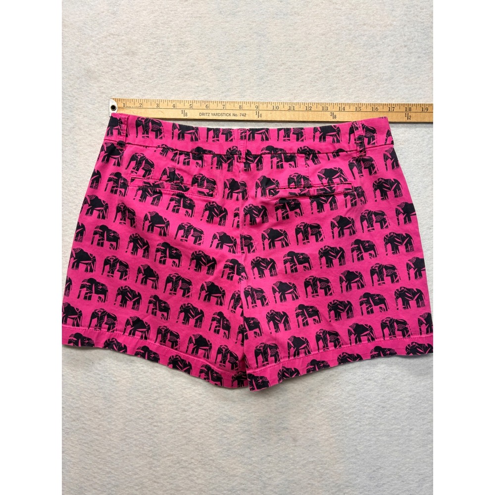 Crown & Ivy Casual Chino Shorts Preppy Elephant Print Stretch 10 Pink Boho Indie - Picture 8 of 9